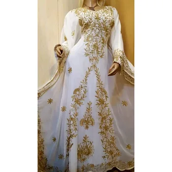 Белые Новые Марокканские Дубайские Кафтаны Farasha Abaya Dress Very Fancy Long Gown Модные Тенденции