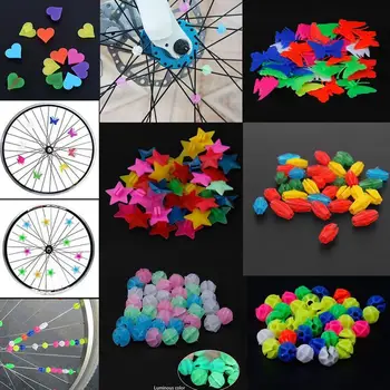36ШТ Разноцветных велосипедных шариков со спицами, пластиковых Звездочек в виде сердца Любви, велосипедных спиц, красочного зажима для колеса велосипеда, детского велосипеда
