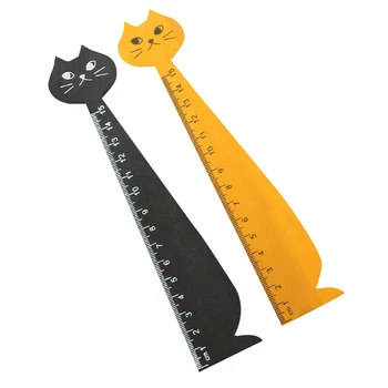 15-сантиметровая прямая линейка с милым котом, деревянные инструменты для рисования, канцелярские школьные принадлежности для офиса