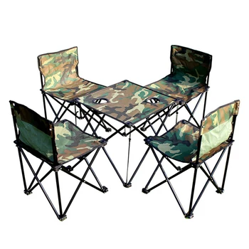 Набор переносных складных столов и стульев для кемпинга на открытом воздухе, включающий один стол и четыре стула для пикника, пеших прогулок, кемпинга и путешествий