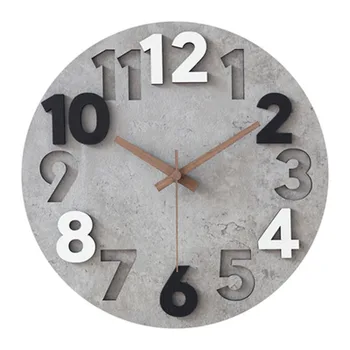 Большие 3D настенные часы Современный дизайн Деревянный часовой механизм Художественные Бесшумные Роскошные часы Настенные Серые Домашний декор Настенные часы в гостиной