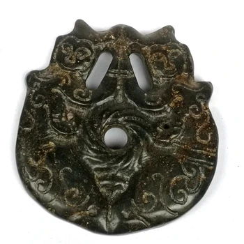 Древнекитайская культура Хуншань, черный магнит, нефритовая резьба, подарочная коллекция подвесок для двух человек