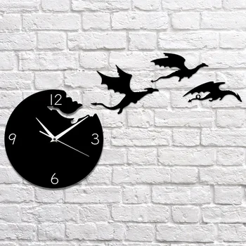 2024 Креативные акриловые настенные часы Flying Dragon Mute DIY Настенная наклейка Настенные часы Украшение детской комнаты Зеркальные Настенные часы