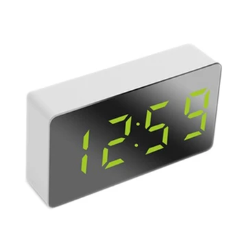 Мини-настольный будильник, Цифровое зеркало со светодиодной подсветкой, USB Прикроватный столик, дорожные часы для спальни, Гостиная, домашний декор, Зеленый цвет