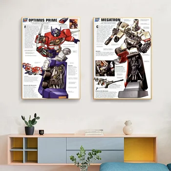 Плакат Оптимуса Прайма и принты Мегатрона на холсте для сравнения емкости картины-трансформера, настенный декор, картина для гостиной