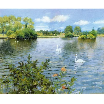 Картины Уильяма Мерритта Чейза, озеро на Лонг-Айленде, американский пейзаж, картина маслом, Современная настенная живопись ручной работы