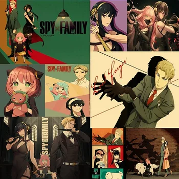 Плакаты с ретро-мультфильмами из японского аниме Spy X Family, напечатанные на холсте, наклейки на стену в гостиной, художественная роспись