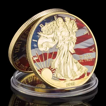 Сувенирная позолоченная монета со Статуей Свободы США, Эмблема США 