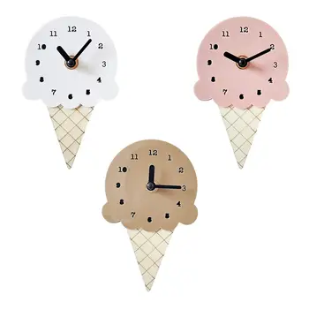 Настенные Часы в форме Мороженого Стильные Часы Для Спальни Скандинавские Бесшумные Деревянные Подвесные