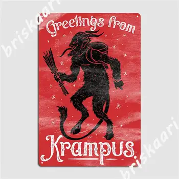 Приветствия от Krampus Металлическая Вывеска Club Home Персонализированная Настенная Табличка Жестяная Вывеска Плакат