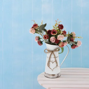 Металлическая ваза для цветов в винтажном стиле, Железный Цветочный горшок, Настольное украшение для цветочного ведра