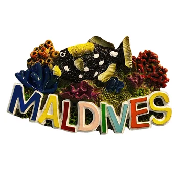 Ручная Роспись Мальдивских Островов с Надписью Ocean Fish 3D Магниты на Холодильник Туристические Сувениры Магнитные Наклейки на Холодильник Подарок