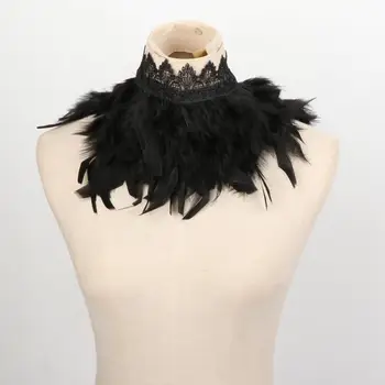 Готическая черная накидка из искусственных перьев, шаль, колье, женская накидка на шею, костюм для косплея на Хэллоуин