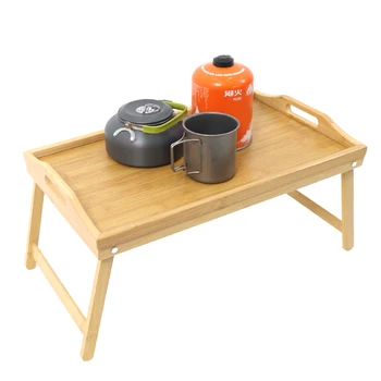 Переносной Бамбуковый поднос для завтрака, стол для ноутбука, Сервировочный столик для чая и еды, стол для ноутбука с откидной Ножкой2022