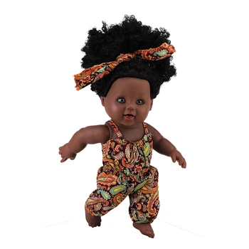 12-дюймовые реалистичные виниловые виниловые новорожденные африканские черные милые куклы-младенцы с вьющимися волосами