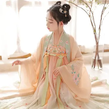 Китайское детское платье Hanfu с китайской традиционной вышивкой для сценических танцев, костюм феи для косплея для девочек, летнее платье Hanfu, подарок для детей