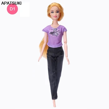 Модный комплект кукольной одежды для куклы Барби, фиолетовая рубашка, топы и брюки, аксессуары для кукольного домика 1/6 BJD, игрушки