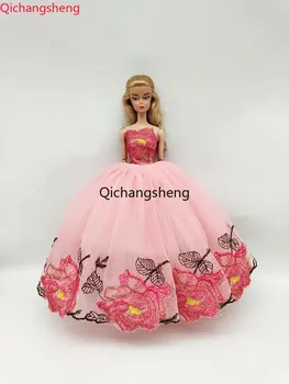 30 см Кукольная одежда Розовое свадебное платье с цветочным рисунком для Барби Аксессуары для Барби Наряды принцессы Одежда 1: 6 Вечернее платье 11,5 