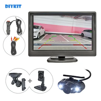 DIYKIT 5-дюймовый TFT-ЖК-дисплей, автомобильный монитор заднего вида, светодиодная автомобильная камера ночного видения, проводной комплект системы безопасности парковки