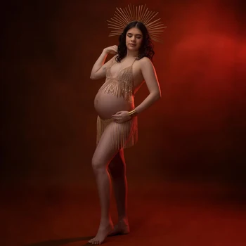 Реквизит для фотосъемки беременных, Хрустальная цепочка с длинной кисточкой, костюм, цепочка со стразами, Фотосессия на плече Для женщин