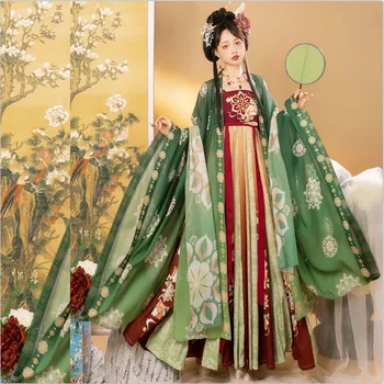 Женское платье Hanfu, китайский Древний традиционный карнавальный костюм принцессы Hanfu, сценическое зеленое и красное танцевальное платье Hanfu, плюс размер
