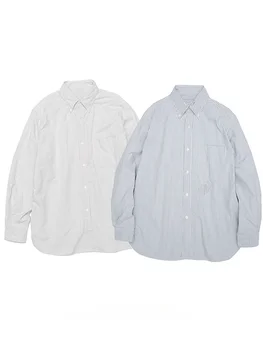 cityboy Японская повседневная рубашка свободного покроя в полоску с длинными рукавами, мужская Корейская модная уличная одежда harajuku Высокого качества
