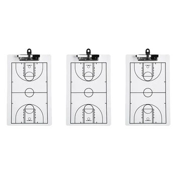 Буфер обмена для баскетбольного тренера из 3 упаковок, тренерская доска для сухого стирания размером 13,78 X 8,66 дюйма, двусторонняя маркерная доска, прочная и простая установка