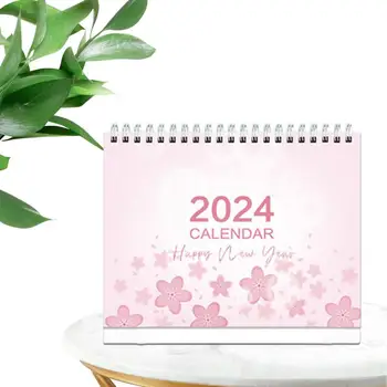 Милый настольный календарь с цветочной спиралью на 2024 год, настольный календарь на подставке, Декоративный Календарь с переносным настольным календарем на 12 месяцев Для