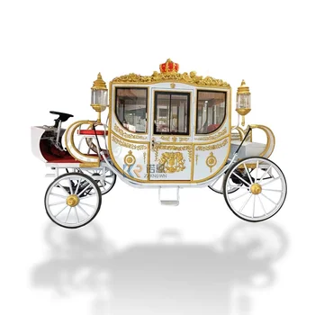 Свадебная коляска на лошадях, свадебный специальный транспорт, королевские золотые кареты, запряженные лошадьми