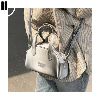 Сумка через плечо текстура серебристая мобильный кошелек большой емкости Косметика Женская изящная сумка Сумка через плечо регулируемый ремень мода