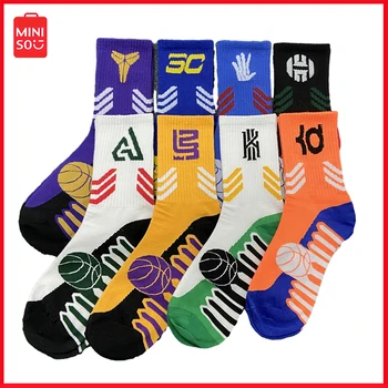 Miniso, Цветные Носки до середины икры, Яркие Мужские Носки, Удобные Длинные Носки, Женские Спортивные Носки, Носимые Баскетбольные Носки