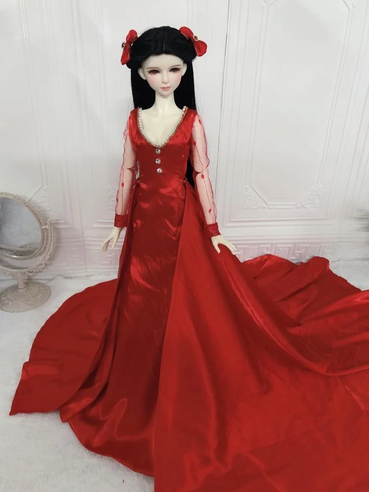 1/3 кукла BJD 60 см, цельное большое красное платье со шлейфом, бесплатная доставка . ' - ' . 0