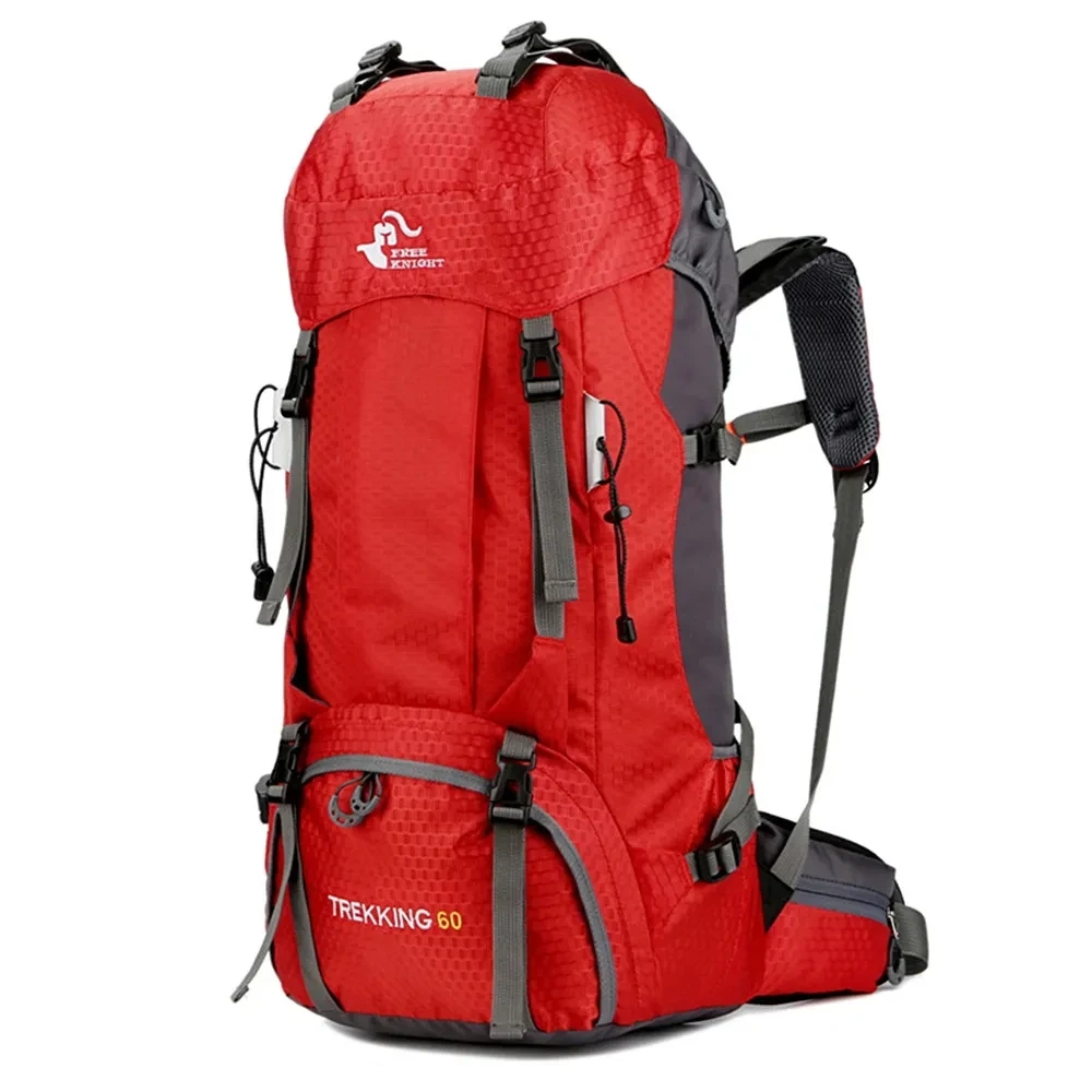 60-литровые походные рюкзаки для кемпинга, мужские туристические рюкзаки на открытом воздухе, нейлоновая спортивная сумка для скалолазания, путешествий с дождевиком Free Knight . ' - ' . 0