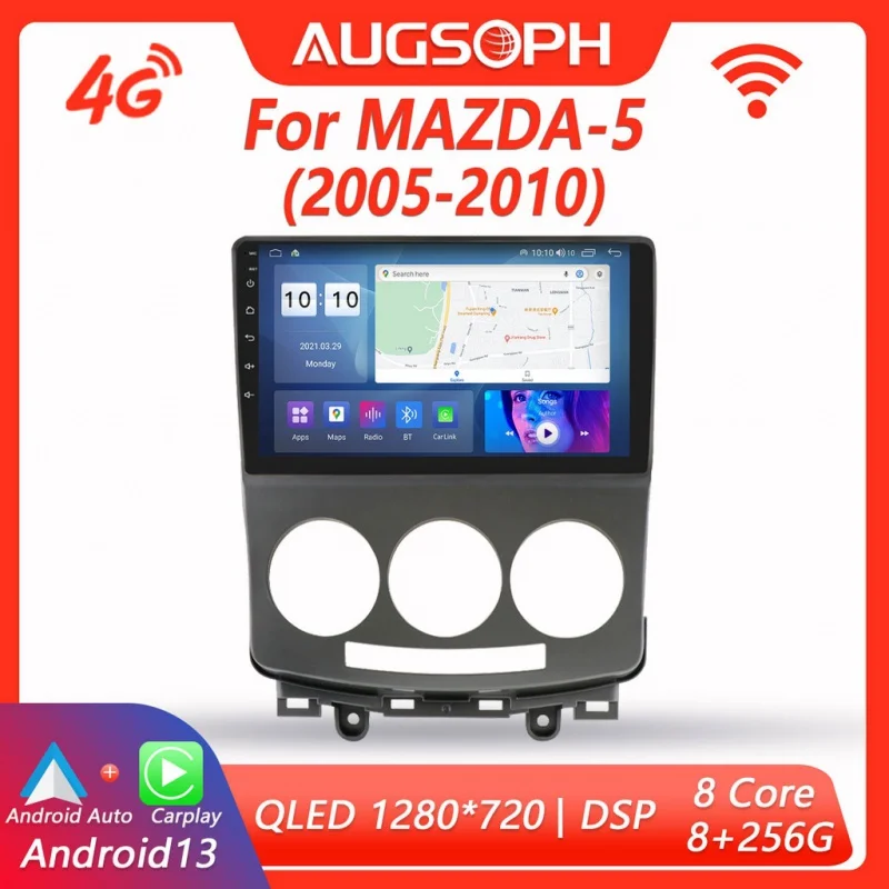 Автомагнитола Android 13 для Mazda 5 2005-2010, 9-дюймовый мультимедийный плеер с 4G WiFi Carplay и 2Din GPS-навигацией. . ' - ' . 0