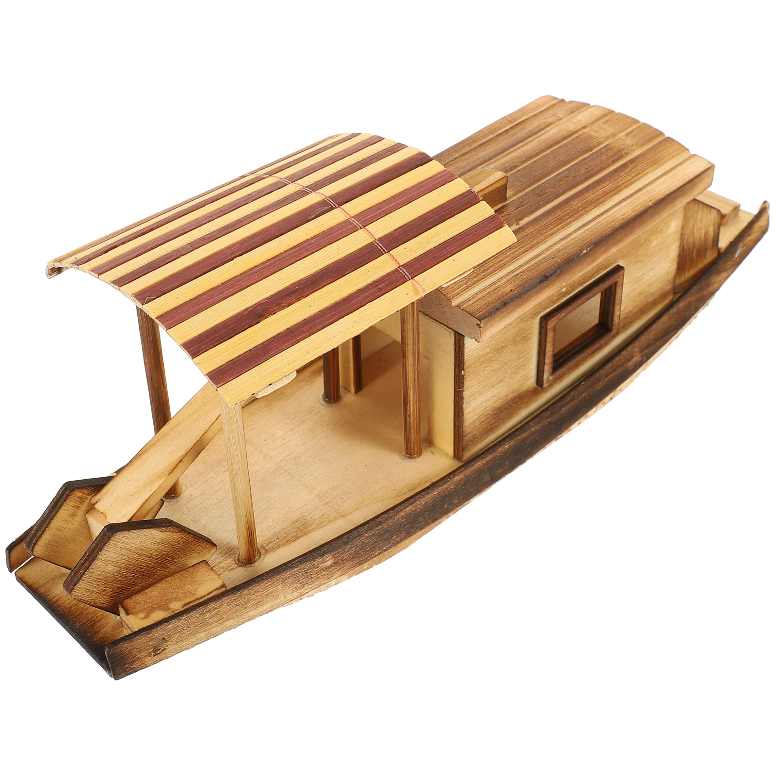Деревянная игрушка-лодка Модель деревянного орнамента Деревянное каноэ Морской пляж Прибрежный подарок для детей . ' - ' . 0