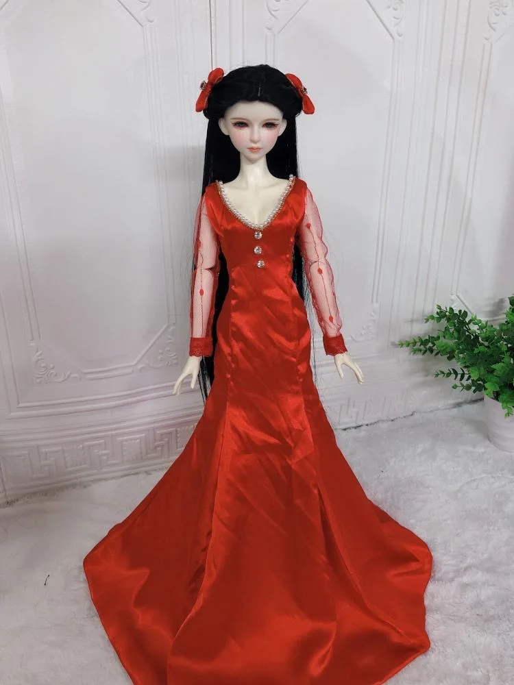 1/3 кукла BJD 60 см, цельное большое красное платье со шлейфом, бесплатная доставка . ' - ' . 1