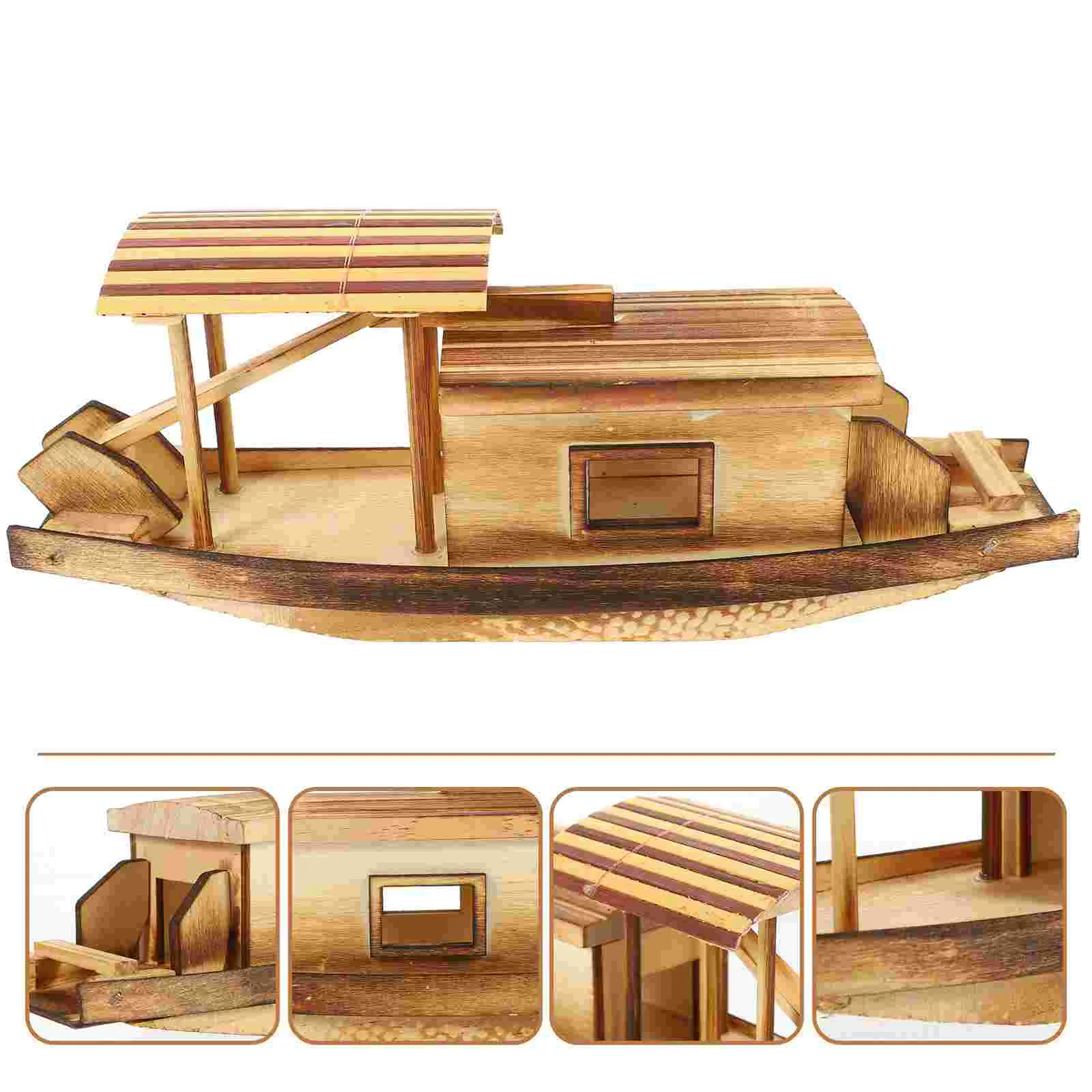 Деревянная игрушка-лодка Модель деревянного орнамента Деревянное каноэ Морской пляж Прибрежный подарок для детей . ' - ' . 1