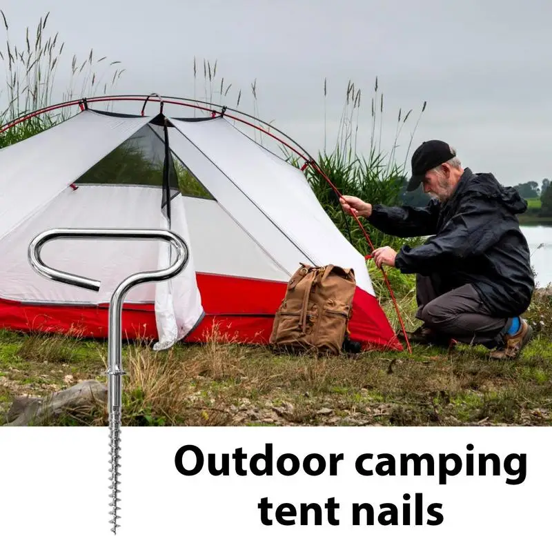 Колышек для палатки для подледной рыбалки, Прочные металлические колья с резьбой, универсальный аксессуар для крепления палатки, устойчивый кол для подледной рыбалки . ' - ' . 1