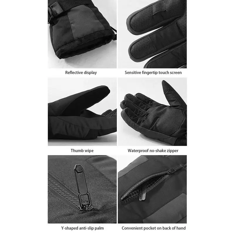 Мужские зимние водонепроницаемые велосипедные перчатки Зимние перчатки для занятий спортом на открытом воздухе, бегом, мотоциклом, лыжами, перчатками с сенсорным экраном, теплыми полными пальцами . ' - ' . 1