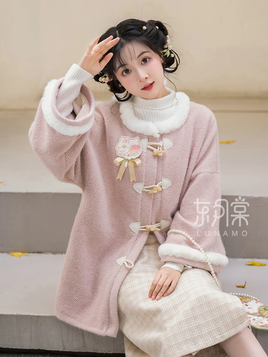 Повседневное бархатное пальто в национальном стиле эпохи Мин с круглым вырезом, осень и зима, Han Elements Hanfu . ' - ' . 1