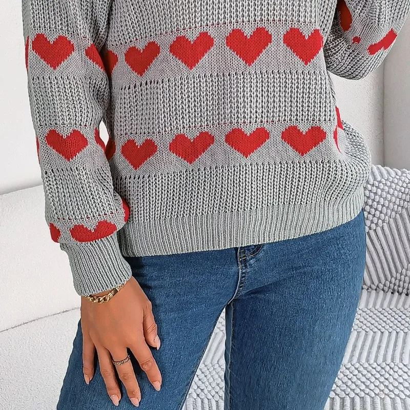2023 Осенне-зимний Повседневный Пуловер с контрастным рукавом в виде куриного сердечка, Модные повседневные топы с длинными рукавами . ' - ' . 2