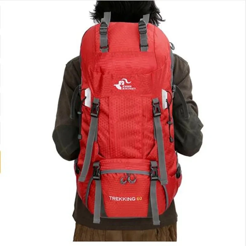 60-литровые походные рюкзаки для кемпинга, мужские туристические рюкзаки на открытом воздухе, нейлоновая спортивная сумка для скалолазания, путешествий с дождевиком Free Knight . ' - ' . 2