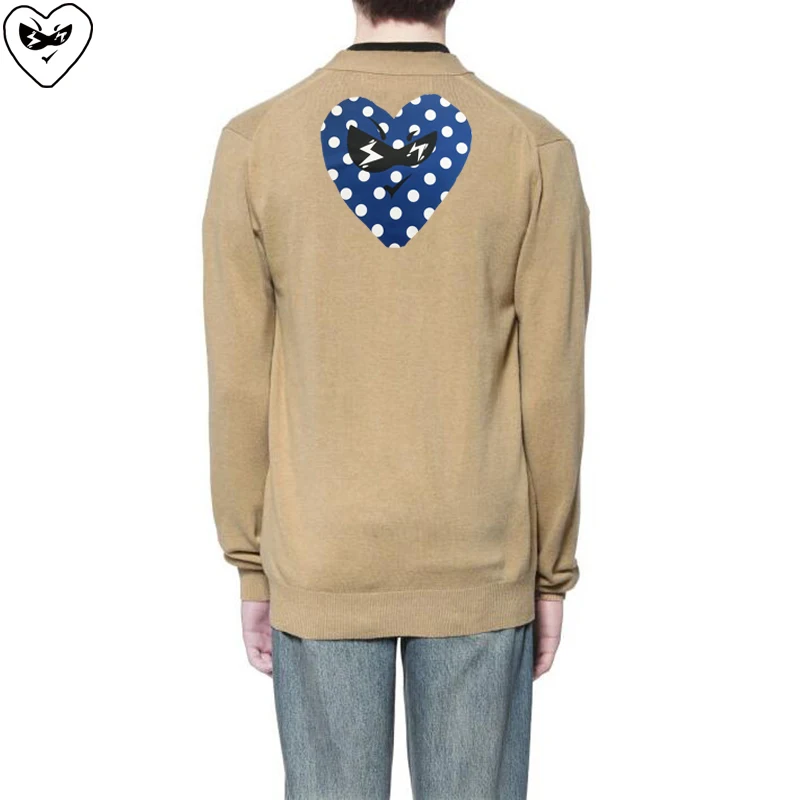 Мужской свитер с V-образным вырезом, кардиган с вышивкой в виде сердца, мультяшный цветной принт, однобортный весенне-осенний повседневный кардиган с длинным рукавом . ' - ' . 2