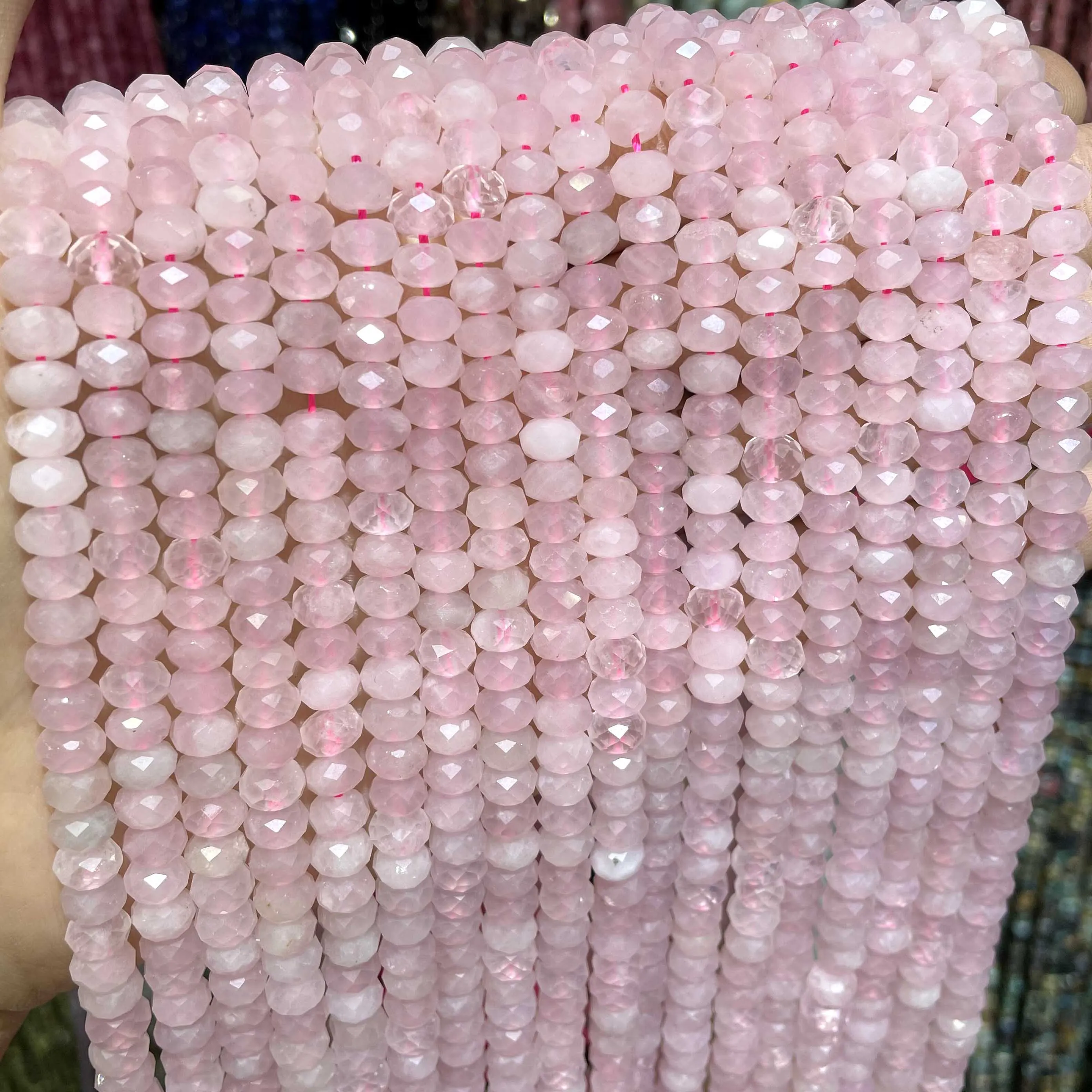 2 мм 4 мм Натуральный Ограненный камень Розовый кварц Rondelle Круглые Свободные бусины для изготовления ювелирных изделий DIY Браслет Ожерелье Заклепки для ушей . ' - ' . 3