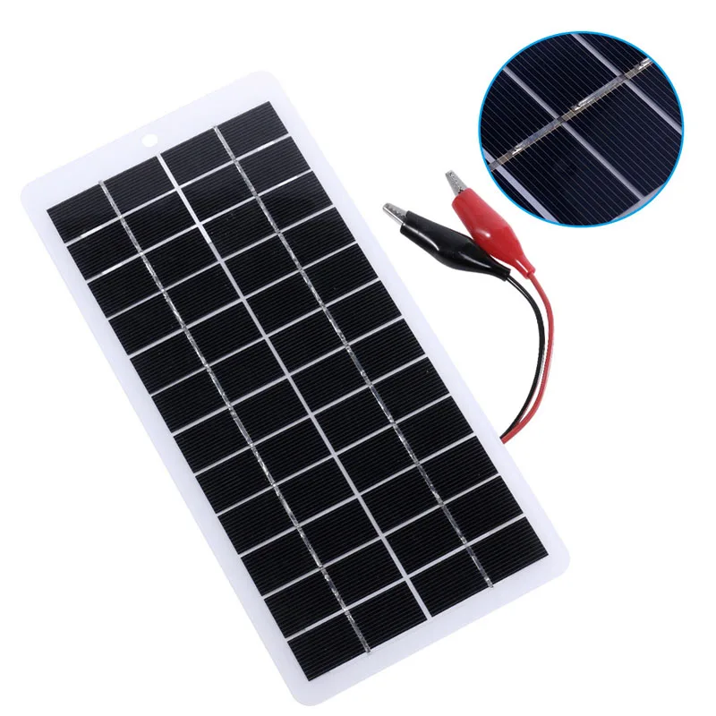 Mayitr 1pc 5W 12V Поликремниевая Солнечная панель Портативное наружное аварийное зарядное устройство для освещения Электрические вентиляторы Насосы Солнечные системы . ' - ' . 3