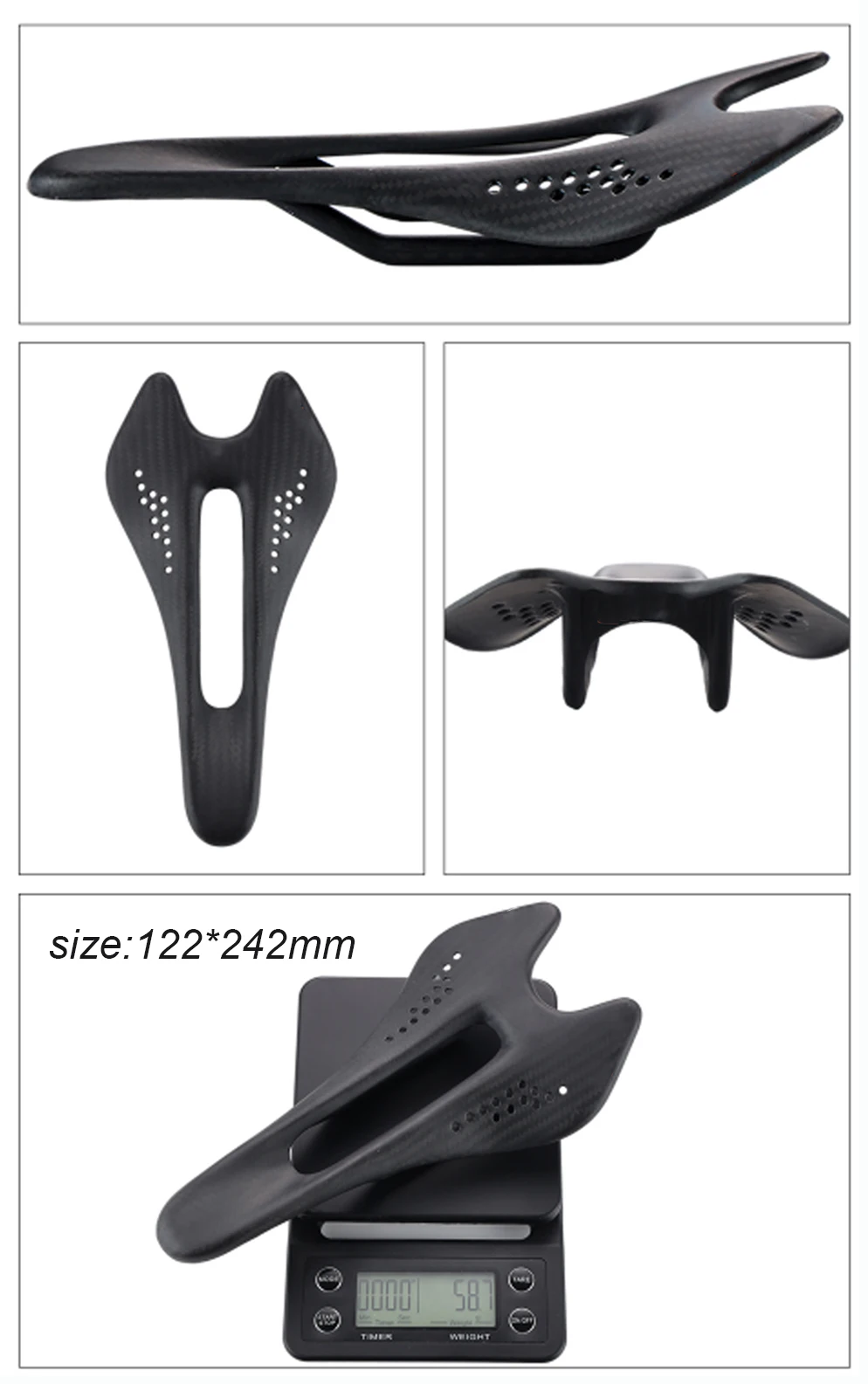 Odinzeus - Седло из углеродного волокна для дорожных и горных велосипедов, седло 3K для складных велосипедов, 142x122 мм, Запчасти для MTB велосипедов . ' - ' . 3