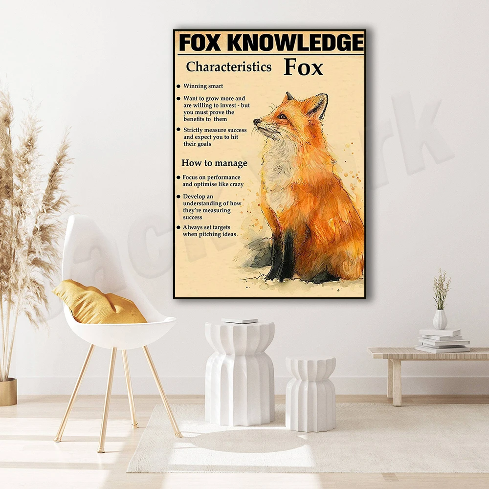 Плакат знаний о лисе, принт с лисой, винтажный плакат знаний, искусство знаний, искусство лисы, образовательное оформление стен . ' - ' . 3