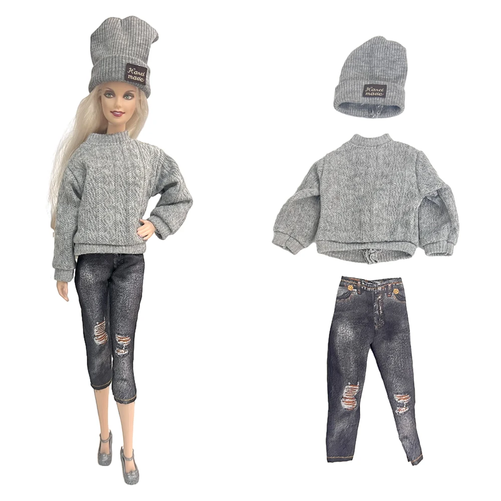 NK 5 Комплект модной одежды Шляпа, свитер, джинсы для куклы 1/6 Современная одежда для куклы Барби Аксессуары Детские игрушки . ' - ' . 4