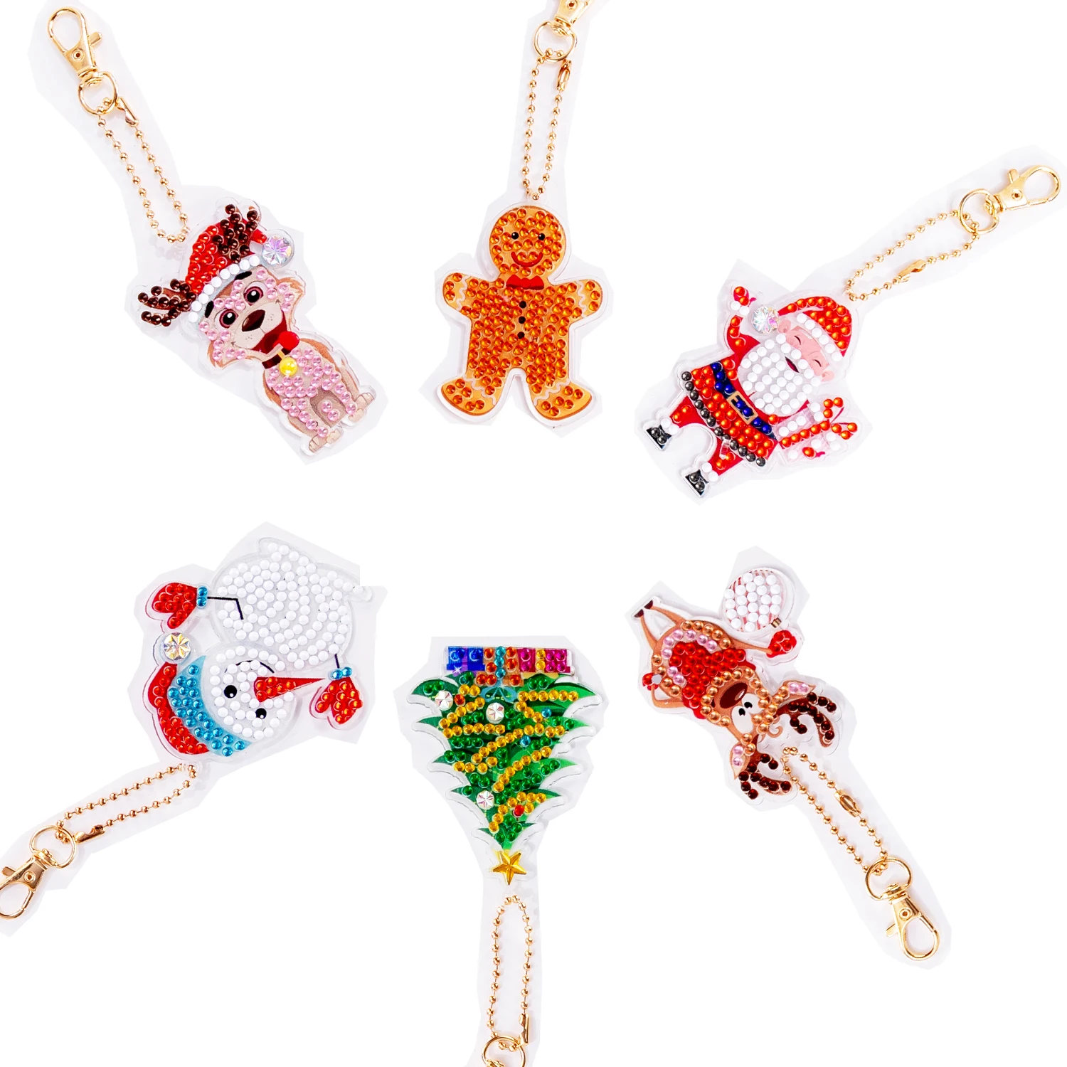Брелок с ромбовидной росписью 5D Специальной формы Рождественский подарок 6шт Декор для поделок своими руками для ребенка с мозаичным рисунком дерева Санта-Клауса . ' - ' . 5