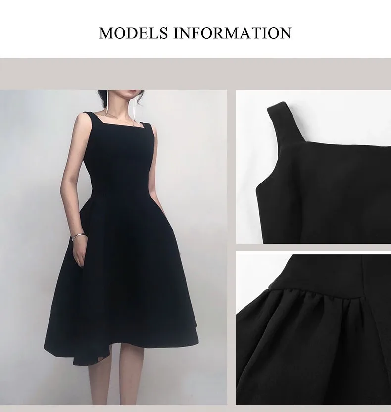 Новое летнее женское платье с квадратным вырезом и карманом в стиле ретро в стиле Хепберн, тонкое черное платье средней длины . ' - ' . 5